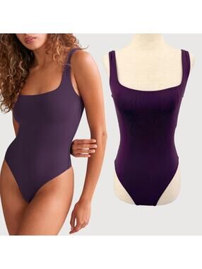 Aritzia Babaton Contour Square Neck Bodysuit Eggplant XS